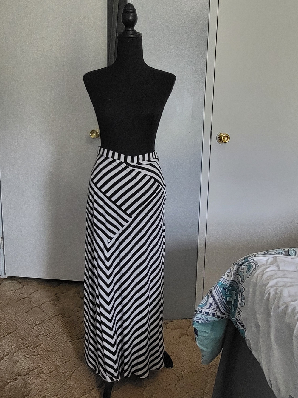 Design History Black & White Striped Maxi Skirt